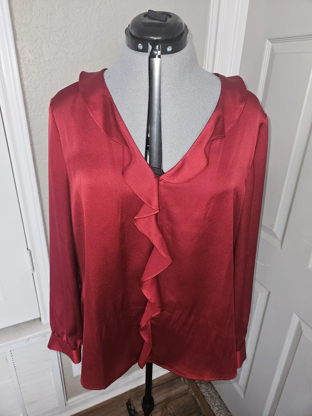 Vince Camuto Crimson Ruffle Front Blouse